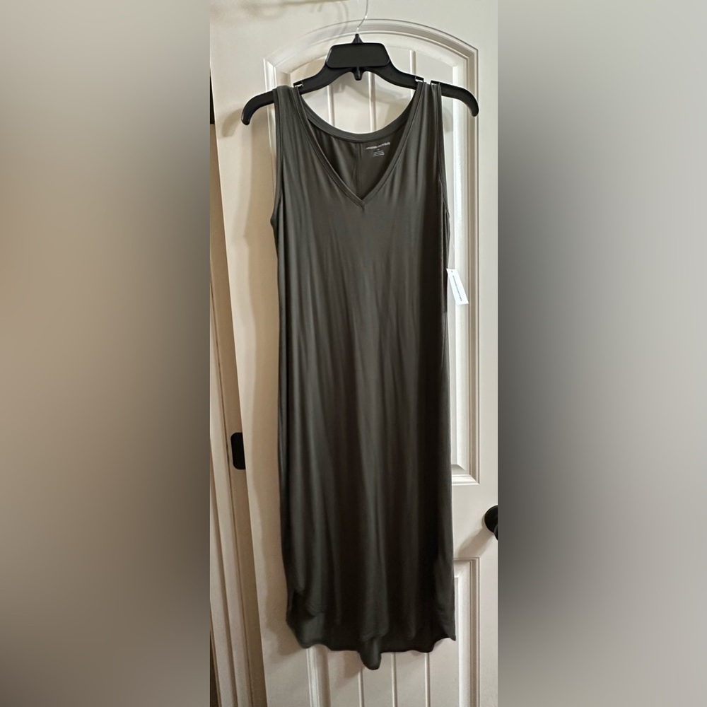Amazon Essentials V-Neck Midi Dress in Olive
